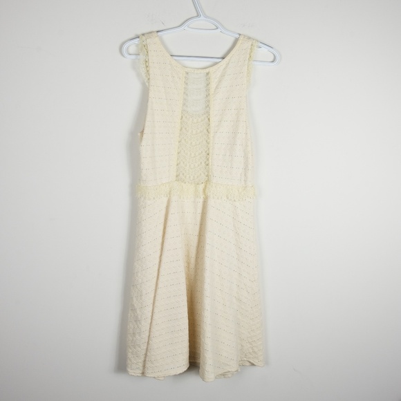 Free People Textured A-Line Cream Skater Dress S - Picture 2 of 2